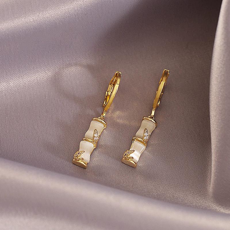 Серьги-подвески в форме бамбука в стиле ретро, роскошные женские аксессуары, серьги золотого цвета для вечеринки, модные украшения