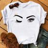 Maycaur модные графические женские топы с принтом ресниц Kawaii Lashes женская футболка футболка забавный макияж эстетическая рубашка Camisas Mujer