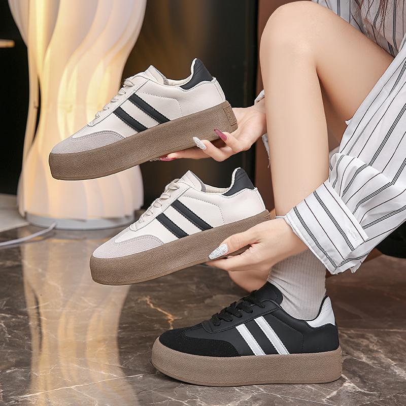 Модная женская повседневная спортивная обувь для активного отдыха 2024 года, спортивная обувь со шнуровкой и круглым носком, вулканизированная обувь