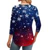 Женская модная футболка с круглым вырезом и рукавом 3/4 с рождественскими принтами, повседневная базовая плиссированная футболка-пуловер