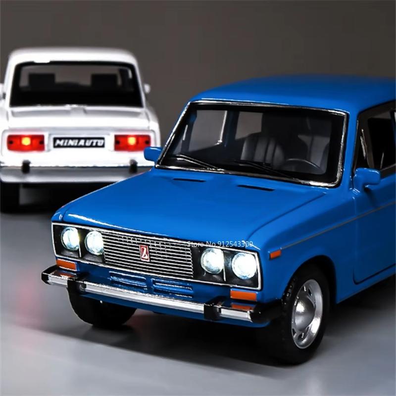 Игрушечная модель автомобиля LADA в масштабе 1/24, литой под давлением сплав, 6 дверей, открывающиеся, инерционные, со звуком и светом, масштабная модель автомобиля, детские игрушки для мальчиков, коллекция, подарок