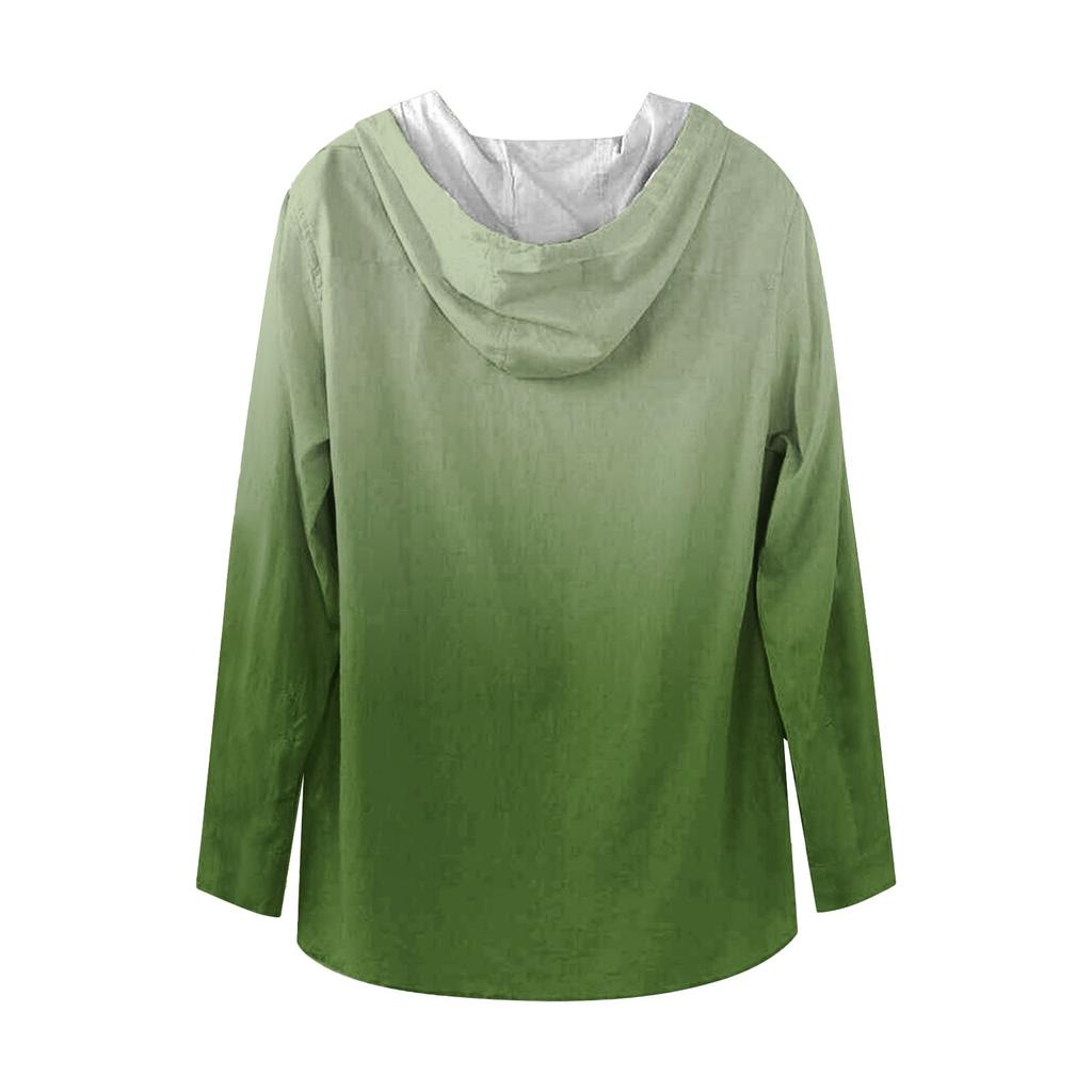 Printed Men's Cotton And Linen Shirt Hooded Long-sleeved Hooded Spring And Summer Casual Daily Wear