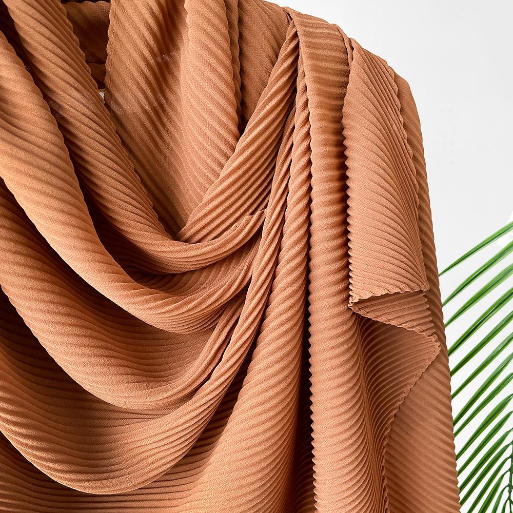 Длинный плиссированный шелковый шарф из искусственного шелка, большой квадратный шарф, однотонный, имитация хлопка и льна, шарф-обертка, платок на голову