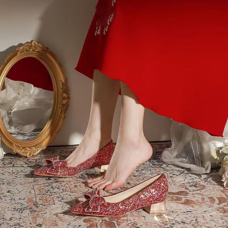 Китайская свадебная обувь женская обувь для невесты show hezhu свадебное платье туфли для подружек невесты хрустальные туфли на высоком каблуке для торжественных мероприятий