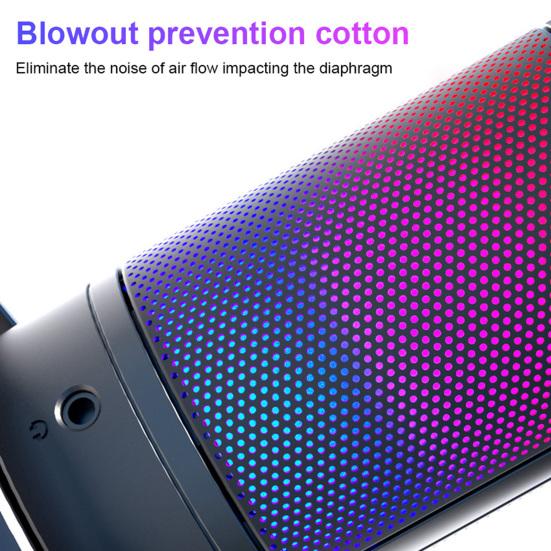 Игровой микрофон RGB Компьютерный микрофон с фильтром Студийная запись Стриминг
