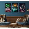 3Pcs Halloween Neon Bathroom Wall Art Tropical Ghost Dying To Relax Painting Picture Wall Decor Fashion Funny Gothic Ghost Toaster Poster Print