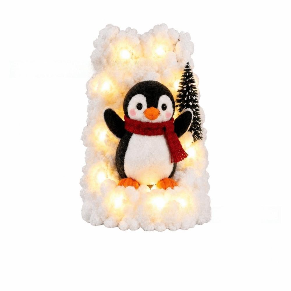 Penguin Christmas Stair Snow Decor Illuminating Snow Scene Decoration Holiday DIY Decorations