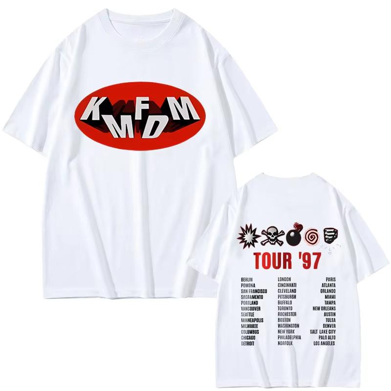 Rock Band Kmfdm Tour 97 Graphic Print T-shirt Summer Men Women Vintage Gothic Punk Streetwear Male Oversize Cotton T Shirts