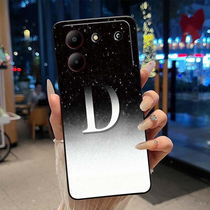 Чехол для ZTE Blade A54 4G Мягкий Силикон Черный Корпус ZTE Blade A54 4G Красивый Узор с Буквами и Звездным Небом Защита от Царапин