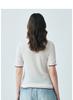 Containing mulberry silk, spring and summer new round neck fashionable contrasting short sleeved comfortable and versatile knitted T-shirt for women