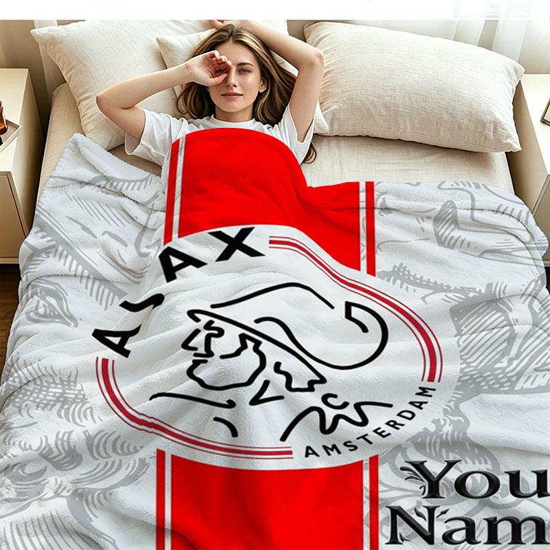 1PC AFC Ajax Custom Name Patterned Flannel Blanket Suitable For All Seasons for Home Decor Warmth and Comfort Gifts Holiday Present