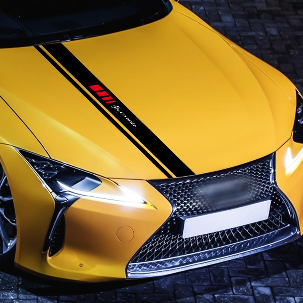 Car Hood Sticker Personalized Stripe Auto Body Decals Car Tuning Stickers For Citroen C1 C3 C4 Picasso C5 C6 VTS C-ELYSEE C5 C6