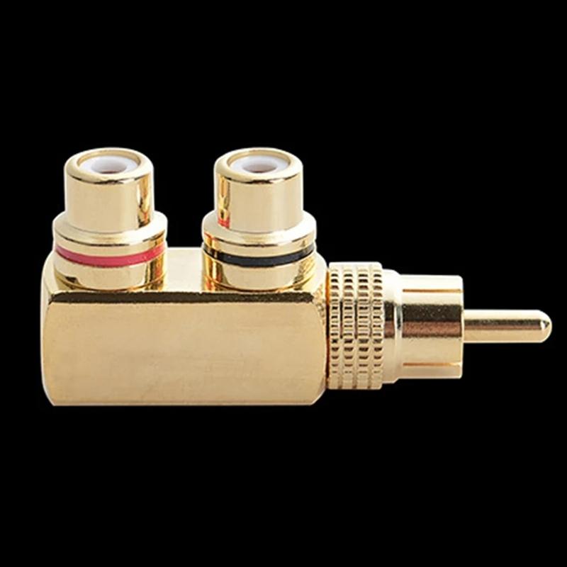 Позолоченный AV аудио разветвитель штекер RCA адаптер 1 штекер на 2 гнезда F разъем инструмент