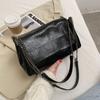 Sewing Thread Retro Fashion Women's Shoulder Bag with Crossbody Bag Soft PU Leather