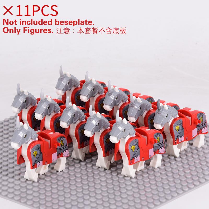 Средневековые военные наборы Фигурки кавалерии Боевой конь Животные Детали строительных блоков Рыцарское оружие Аксессуары Игрушки для детей подарки