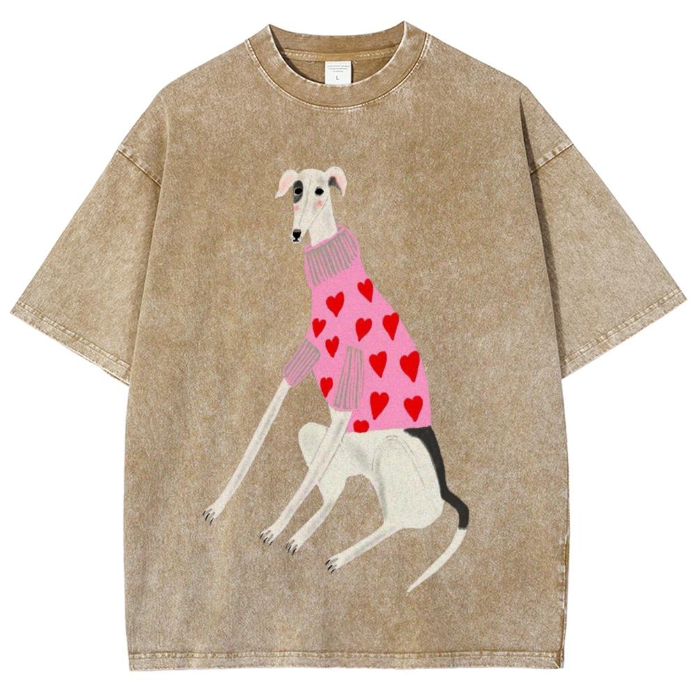 Ретро выварка винтажные мужские и женские футболки мультяшный мультяшный принт забавной собаки короткий рукав высококачественная одежда