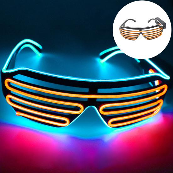 Light Up Neon Rave Glasses Flashing Shutter Glasses El Wire LED Sunglasses Glowing DJ Costumes for 80s Parties Music Festival