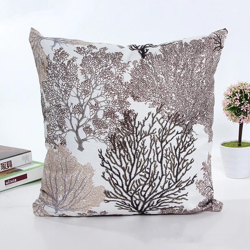 Горячая Льняная Наволочка с Цветочным Узором Ручная Роспись Цветы Деревья Наволочка Современная Декоративная Наволочка для Дивана Автомобиля