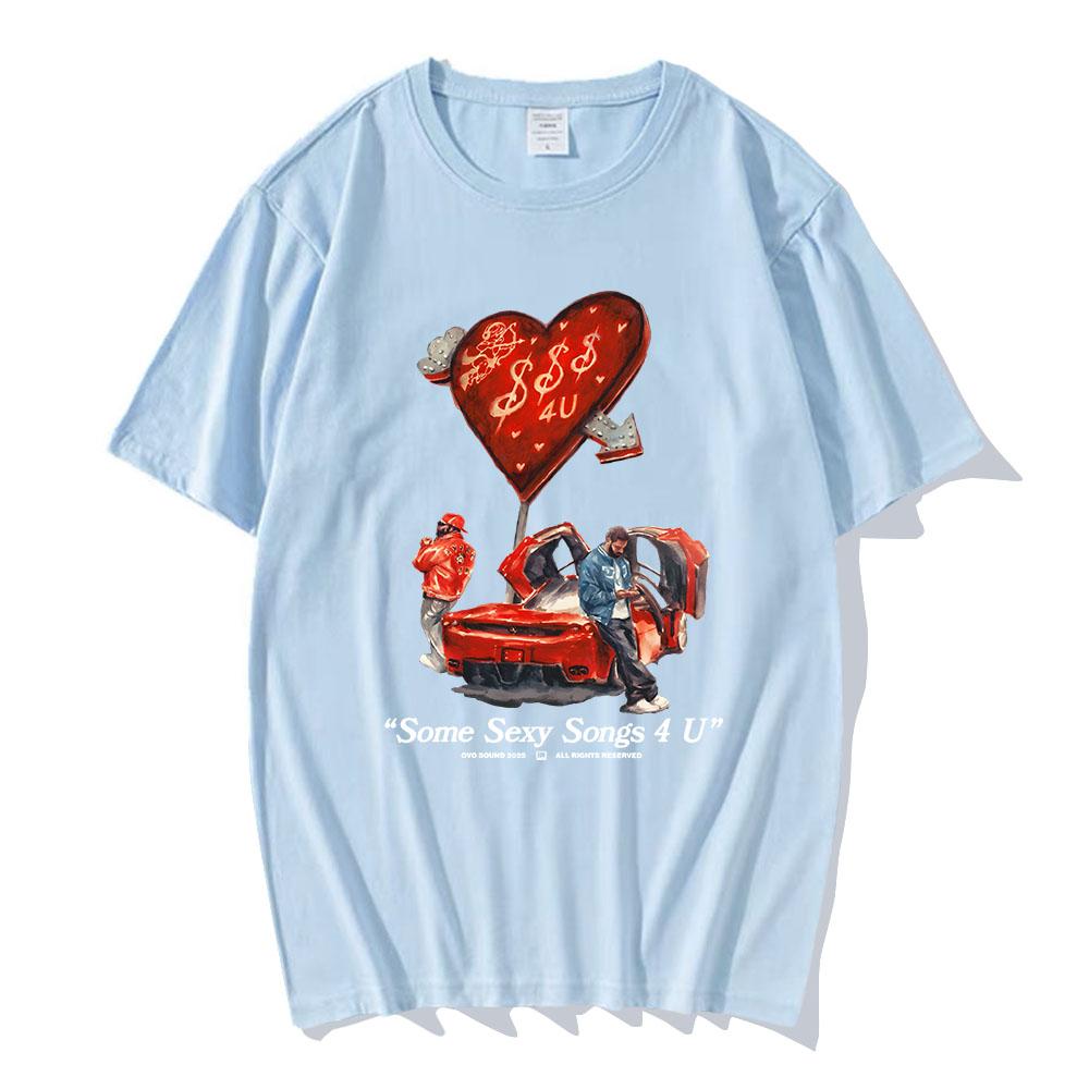 PARTYNEXTDOOR & Drake $ome $exy $ongs 4 U Tshirts Short Sleeve Cotton Soft Tee-shirt Unisex Streetwear Male T-shirt Hip Hop Tees
