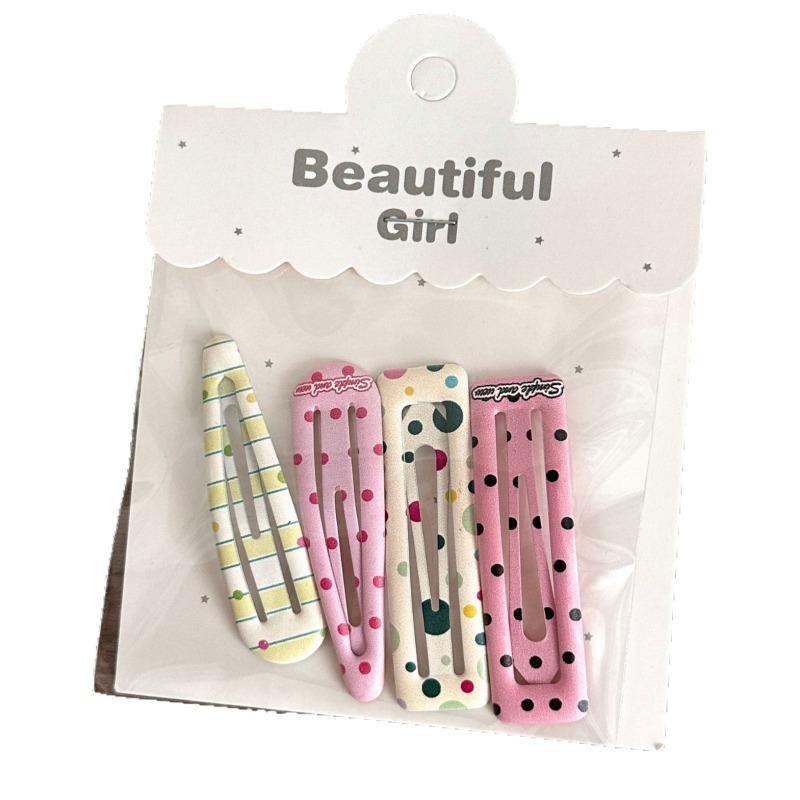 4 PCS Candy Cream Color Children's Water Drop Square Hair Clips Baby Bangs Clips Hairpins Girls' Hair Accessories Clips