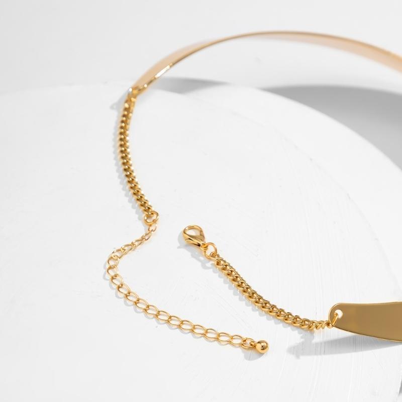 Женское панк хип-хоп ожерелье, преувеличенный металлический проволочный торк, чокер, золото/серебро, широкая гладкая цепь, шейное украшение