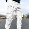 2024 Весенняя мужская мода High Street Брюки-карго Мужской тренд Светоотражающие спортивные брюки с несколькими карманами Мужские повседневные свободные комбинезоны большого размера