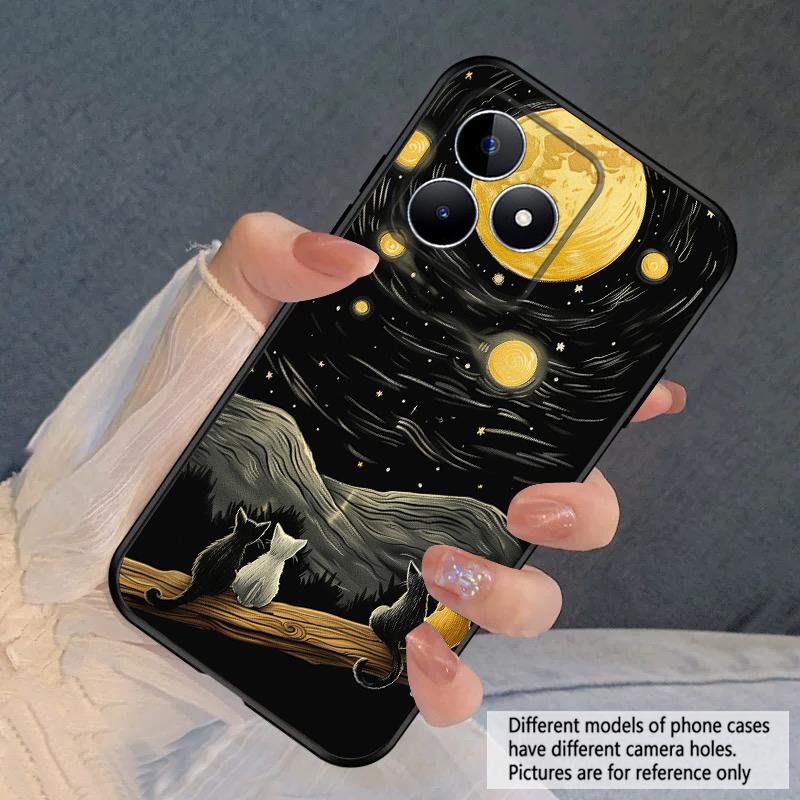 Фоновый Кот Для Oppo Realme 11 12 12X 14 Pro Plus 8 C55 C63 65 67 75 51 53 GT 2 7 Neo 3 5 SE 7 50 силиконовый мягкий чехол для телефона