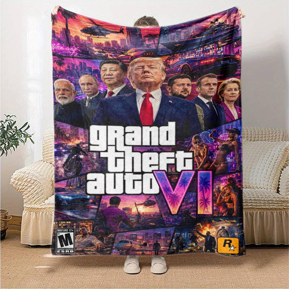 Grand Theft Auto Blanket Soft & Cozy Perfect for Bed Office Office Chair for All Seasons Playful Design Suitable for Gifting Relatives and Friends