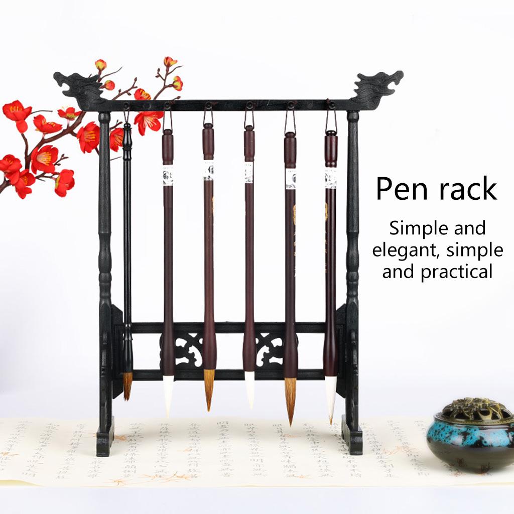 Ретро 12-контактный держатель для кистей из смолы, тонкая резная вешалка для кистей для каллиграфии, подставка для ручек для кистей для каллиграфии, китайский держатель для кистей