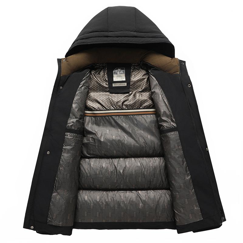 Autumn and Winter Hooded Middle-aged Business Casual Thickened Warm Cotton-padded Jacket