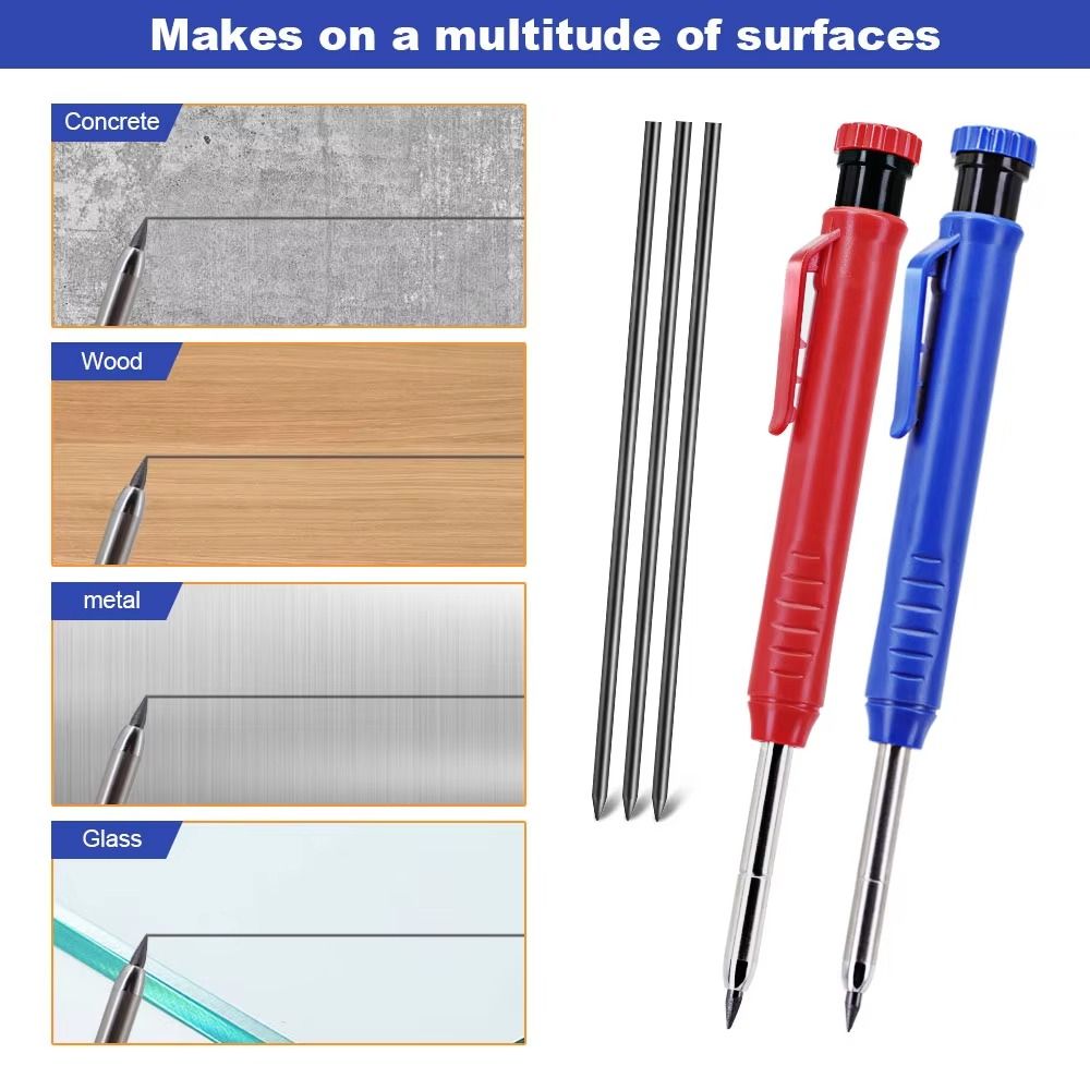 10Pcs Long Nib Woodworking Marking Tool Solid Construction Woodworking Pencil Architect Use