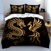 Golden dragon and phoenix. Bedding sets Duvet cover sets Duvet covers Pillowcases(1 * Duvet Cover 2 * Pillowcases without duvet insert)