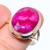 Red Ruby(Simulated) Gemstone Handmade 925 Sterling Silver Jewelry Ring S.9 P8C06