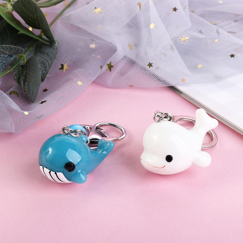 Charm Packaging Decoration Resin Car Key Ring Keys Holder Dolphin Blue Whale Keychain Bag Pendant