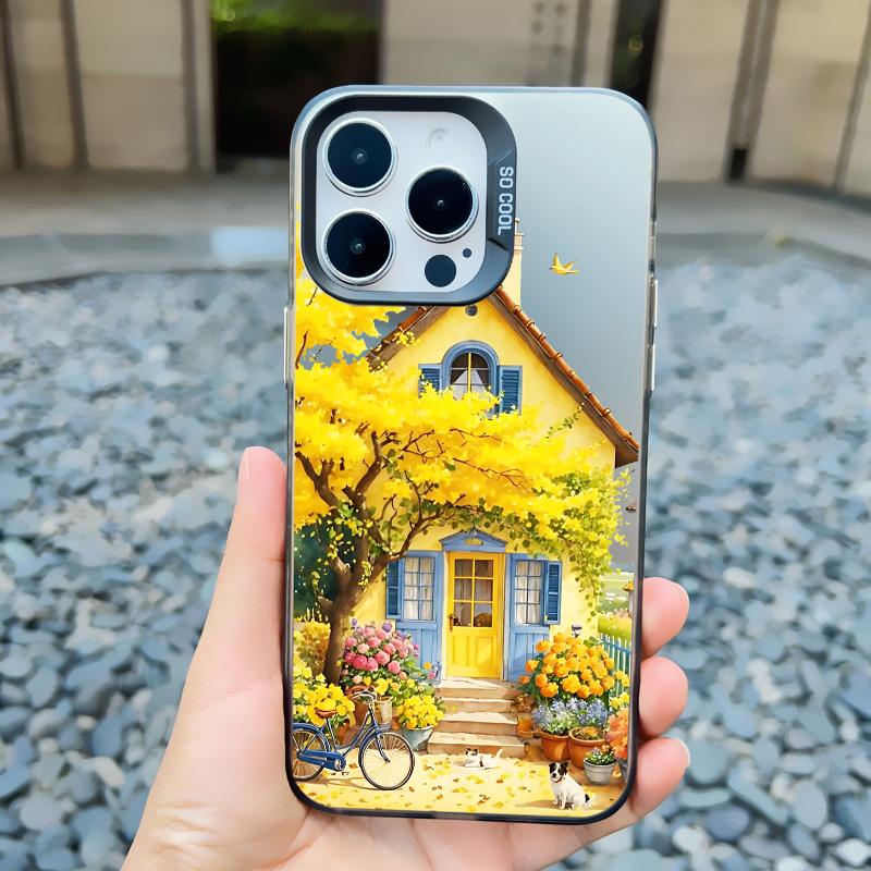 Дом-вилла для отпуска Пейзаж Сцена Лазерный Чехол для телефона для iPhone 14 11 15 Pro Max Plus 16 12 13 MIini Pro Max Мультяшная Задняя крышка