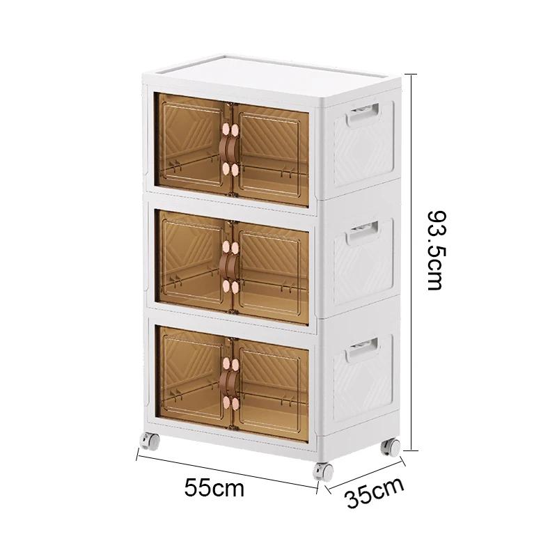 Folding Wardrobe Containers with Wheels Elevated Design Save Space Bedroom Storage Box High-capacity Plastic Kitchen Cabinets