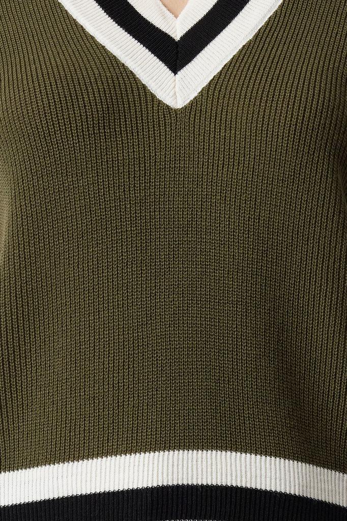 Women's Elegance Style Sweater Navy Blue V-Neck Knitwear Sweater