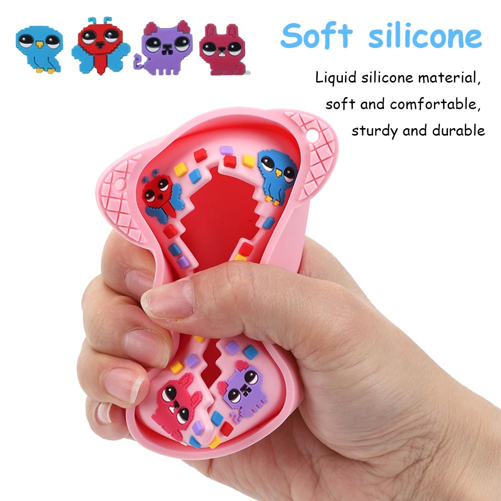 3D Animal Print Silicone Case Protective Storage Holder with Lanyard Shockproof Anti Drop for Bitzee Interactive Digital Pet