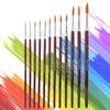 12Pcs Set Watercolor Paint Brush Nylon Hair Art Painting Brush Drawing Supplies(Round Tip)