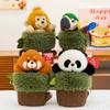 Creative Panda Stump Hand Puppet Stuffed Animal Potted Ornaments Children's Performance Parrot Monkey Props Gift