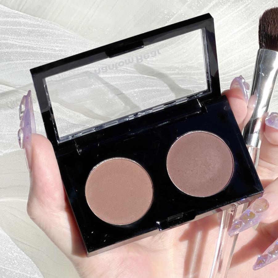 Phantom Little Bear Dual Eyeshadow - Blue/Black/White, Shimmer & Matte, Douyin Kuaishou Style