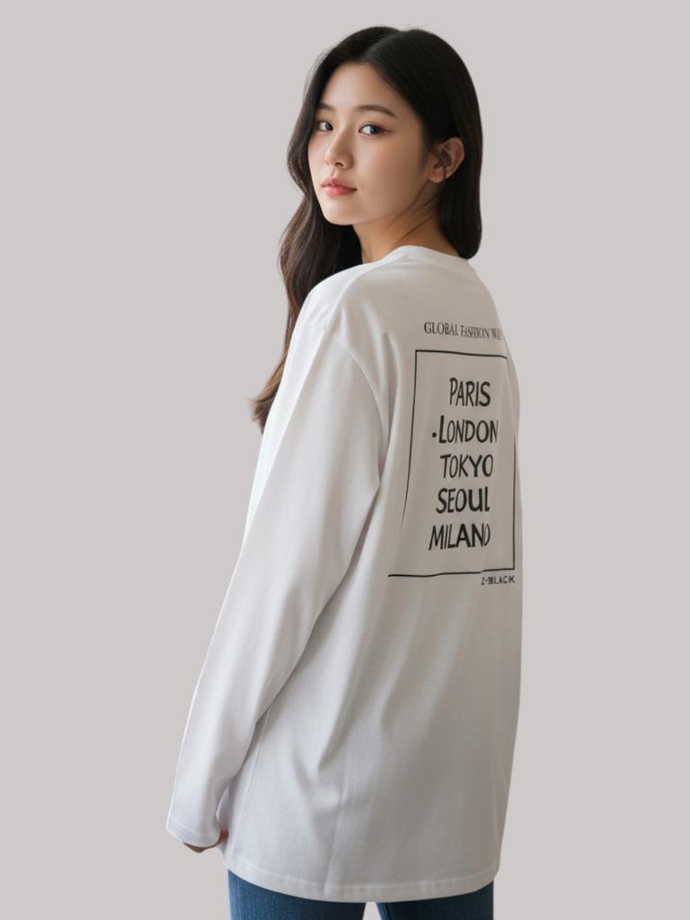ZBLACK Fashion Week City Long Sleeve (White-Grey Print)
