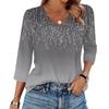 Women's T Shirt Print 3/4 Sleeve Daily Weekend Fashion Basic V- Neck Regular Top