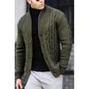 Men's Spring and Fall Thickened Warm Long-sleeved Knitted Cardigan Hemp Pattern Casual Cardigan Business Breathable Cardigan