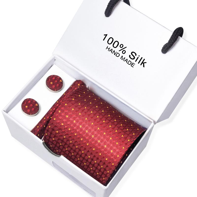 Мужской деловой галстук, квадратный шарф, подарочная коробка, полосатый простой костюм, рубашка, галстук, черный подарочный набор в коробке