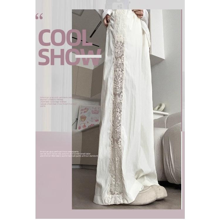 Винтажные кружевные брюки в стиле пэчворк, женские летние свободные повседневные брюки с широкими штанинами для улицы