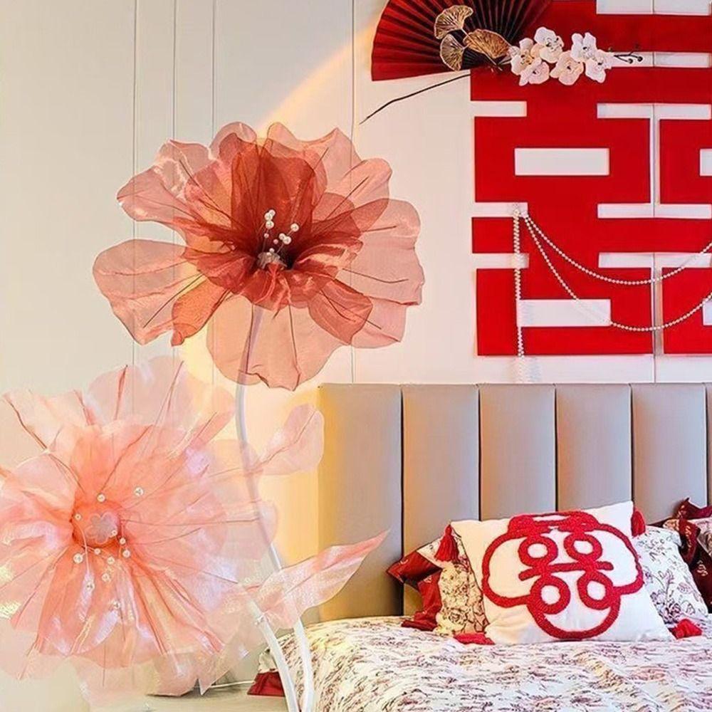 3D Large Gauze Poppy Flower 50cm Big Silk Mesh Flower Artificial Flower Stage Setting