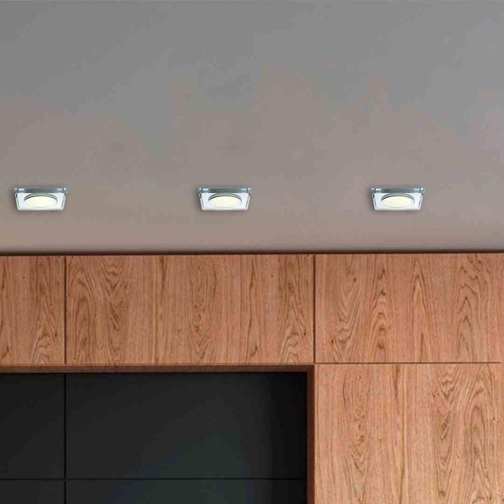 Square Glass Ceiling Light. Color: Silver