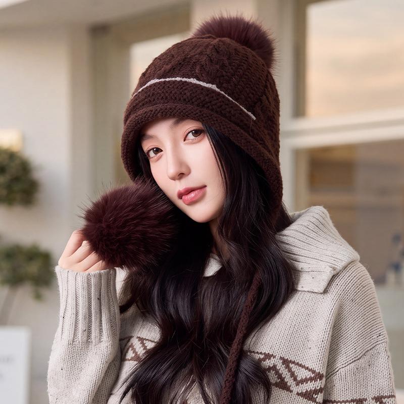 Women S Sweet Korean Style Knit Hat Earflap Pullover Warm Winter Hat