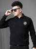 European-Style Round-Neck Sweater for Men, Faux Two-Piece, 2025 New Autumn and Winter Trendy Brand, Gold-Stamped, Warm Knit Base Shirt for Men
